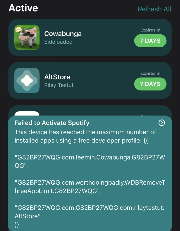Maximum number of apps already installed error, fix maximum number of apps already installed error, iOS app install limit, iOS app installation error, app installation error fix, third-party app installation error fix, third-party app store error, third-party app limit error fix